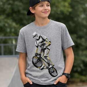 Star Wars Grey Stormtrooper BMX Graphic Tee NWT Cotton Blend M‎